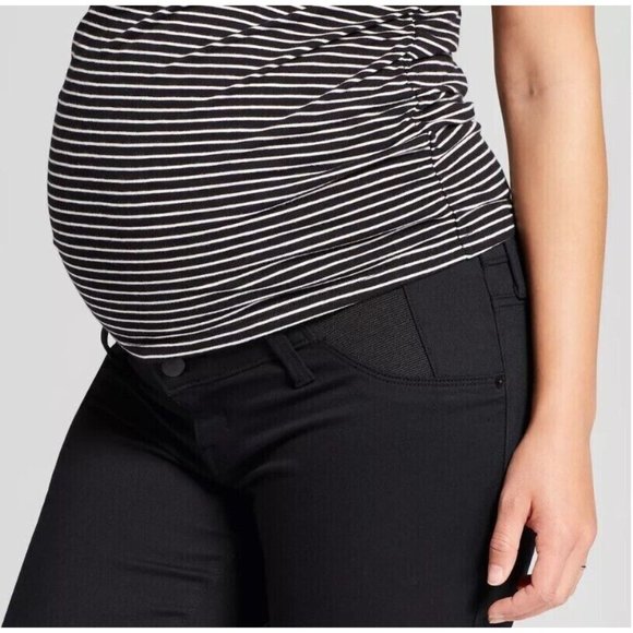 Isabel Maternity by Ingrid & Isabel Utility Jeggings Black Moto Skinny - Picture 3 of 15